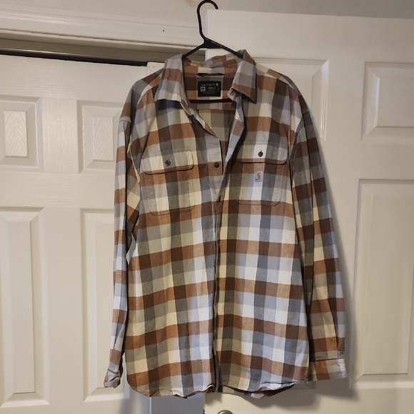 Carhartt Other - Carhartt Brown, White & Gray Plaid Flannel Work Shirt